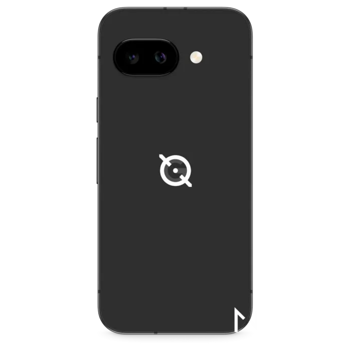 Noiz deGoogled Pixel 9a rear view with icon and logo